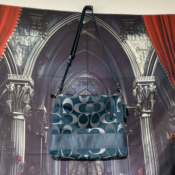 Vintage Coach Shoulder Bag Blue & Silver Y2K G1276-F20430 - Picture 1 of 7